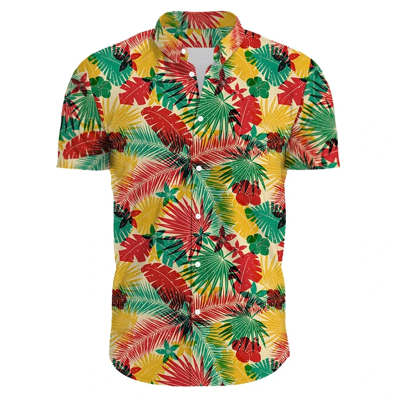 Chemise décontractée à fleurs hawaïennes pour hommes, imprimé à manches courtes, mode coréenne, olympiques de vêtements, chemises bon marché