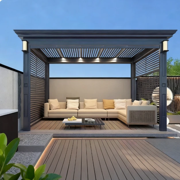 

Electric Smart Gazebo, Pool Villa Courtyard, Sunshade and Rainproof Leisure Aluminum Alloy Louver Gazebo