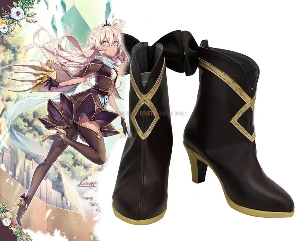 

Witch Spring 4 Ruddy Eye Cosplay Boots High Heel Leather Shoes Custom Made