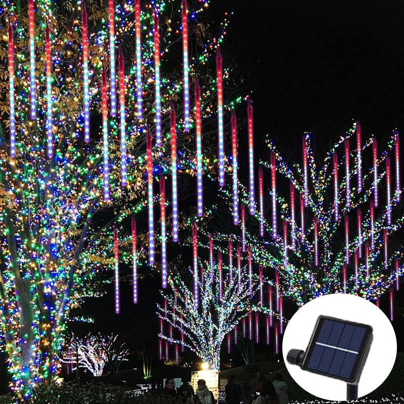 

Outdoor Solar Meteor Shower Christmas Lights 30cm 50cm LED Hanging String Lights for Garden Tree Holiday Party Decoation Lamp