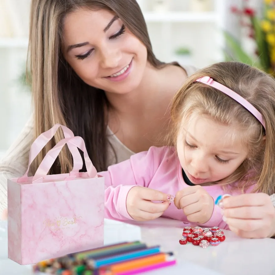 66Pcs Charm Bracelet Making Kit ' Jewelry Necklace Making Kits Colorful DIY Charm Beads Pendant Set Jewelry Dr Supplies with Gi