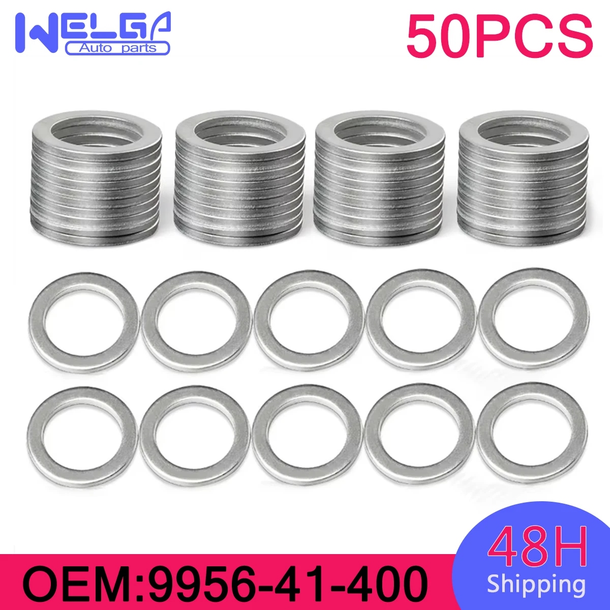 50Pcs Oil Drain Plug Crush Washer Gaskets For Mazda 9956-41-400 M14 20mm Drain Washer Oil Drain Plug Washers Car Accessories