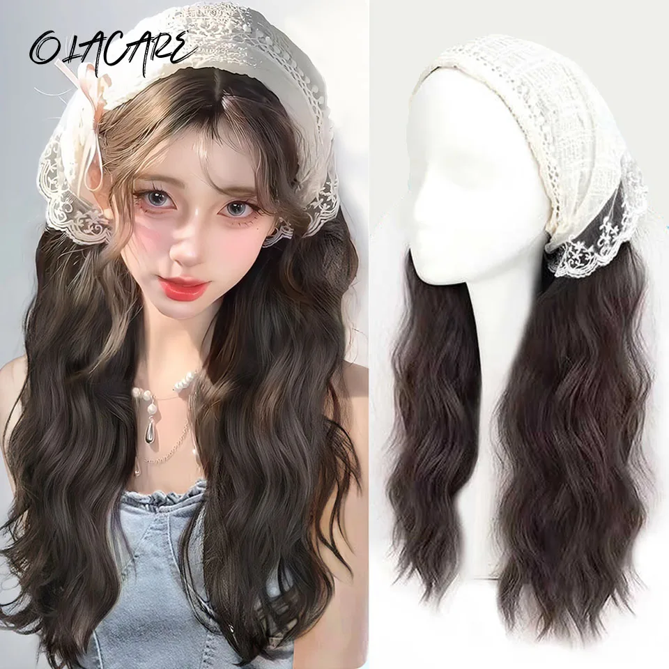 

24Inch Headband Knitted Triangle Headscarf Long Water Wave Wig Integrated Wig Hollow Hot Sale Farmhouse Style Travel Daily Party