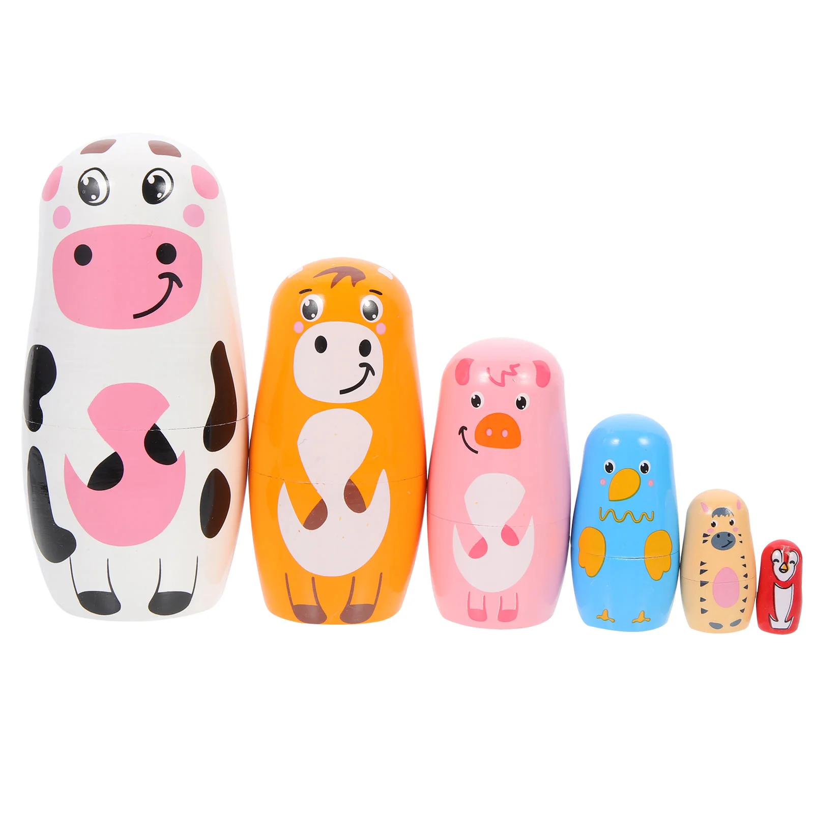 

Cow Matryoshka Ornaments for Kids Wood Matryoshkas Toy Painted Stacking Dolls Russian Toys Creative Child