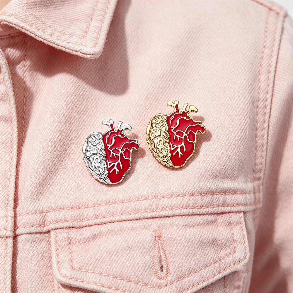 Harong Medical Human Anatomy Brain Heart Tooth Enamel Brooch Colored Human Organ Badge Medical Staff Jewelry Gift