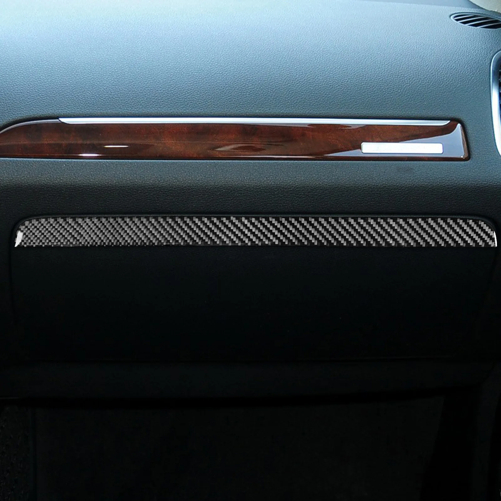 1PC 3*3 3K Twill Weave Genuine Carbon Fiber Passenger Side Glove Box Trim for Audi Q7 1st Generation 4L (2007-2015)