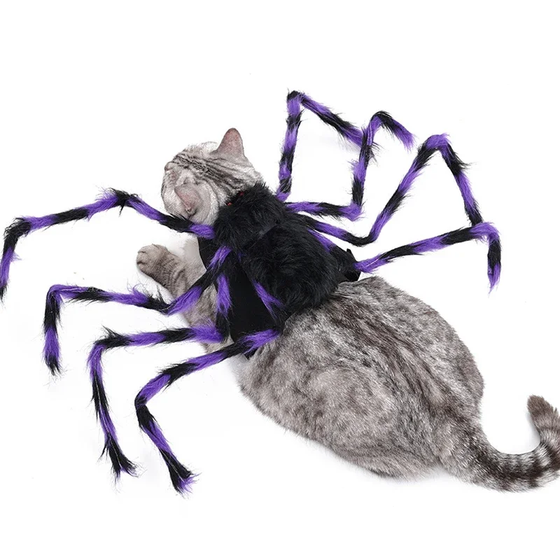 Halloween Pet Spider Costume Simulation Black Spooky Spider Clothes Holiday Party Cat Clothes Pet Changes Into Funny Costumes