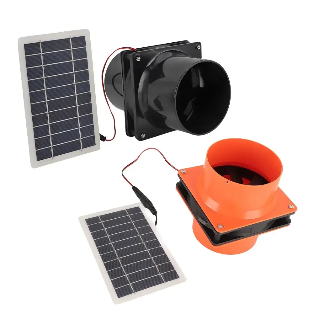 10W 12V Solar Powered Exhaust Fan For Round Pipe ABS Solar Panel Ventilation Fan Kit For Pet House Chicken Coop RV Greenhouse