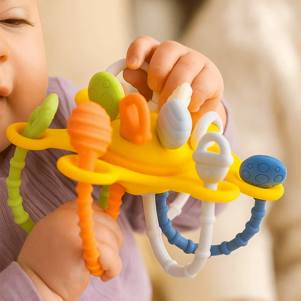 PP Baby Sensory Montessori Toys Sensory Development Soft Silicone Pull String Finger Grasp Training Early Learning