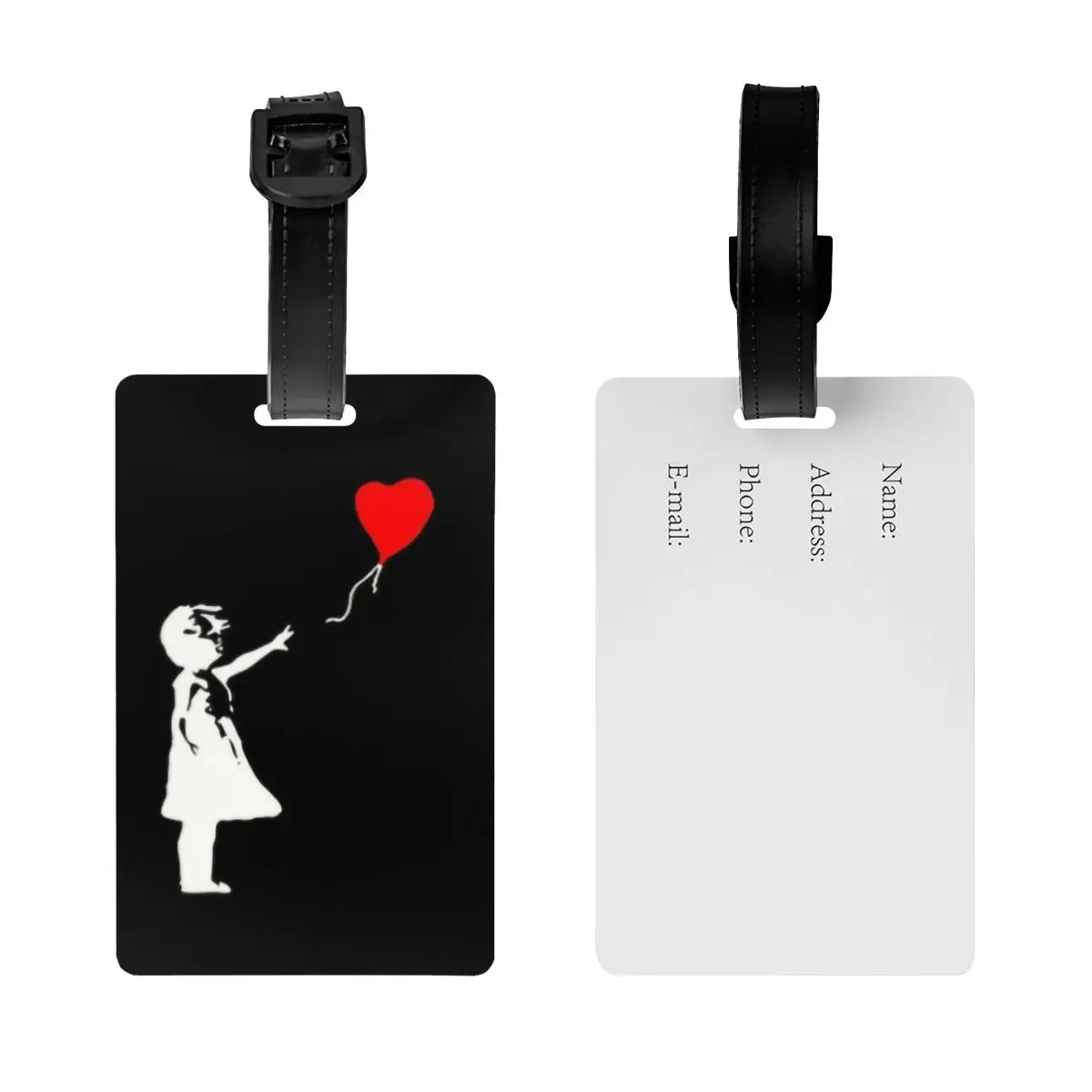 Custom Banksy's Balloon Girl Luggage Tags for Suitcases Funny Banksy World Peace Baggage Tags Privacy Cover ID Label