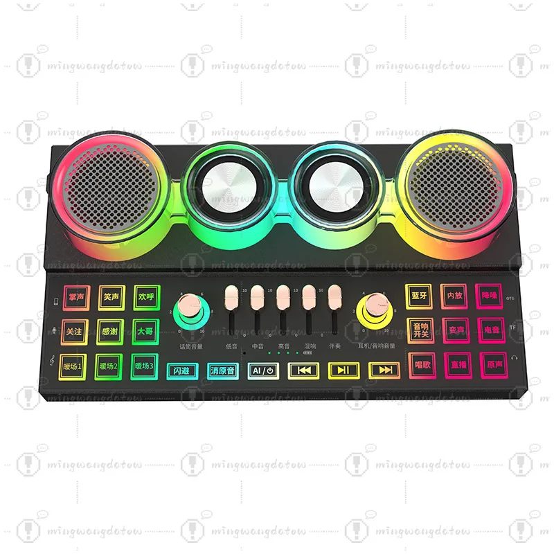 All-in-One Live Sound Card Speaker System Wireless Microphone Set for Outdoor Karaoke Mobile Streaming PC Gaming Home KTV Party