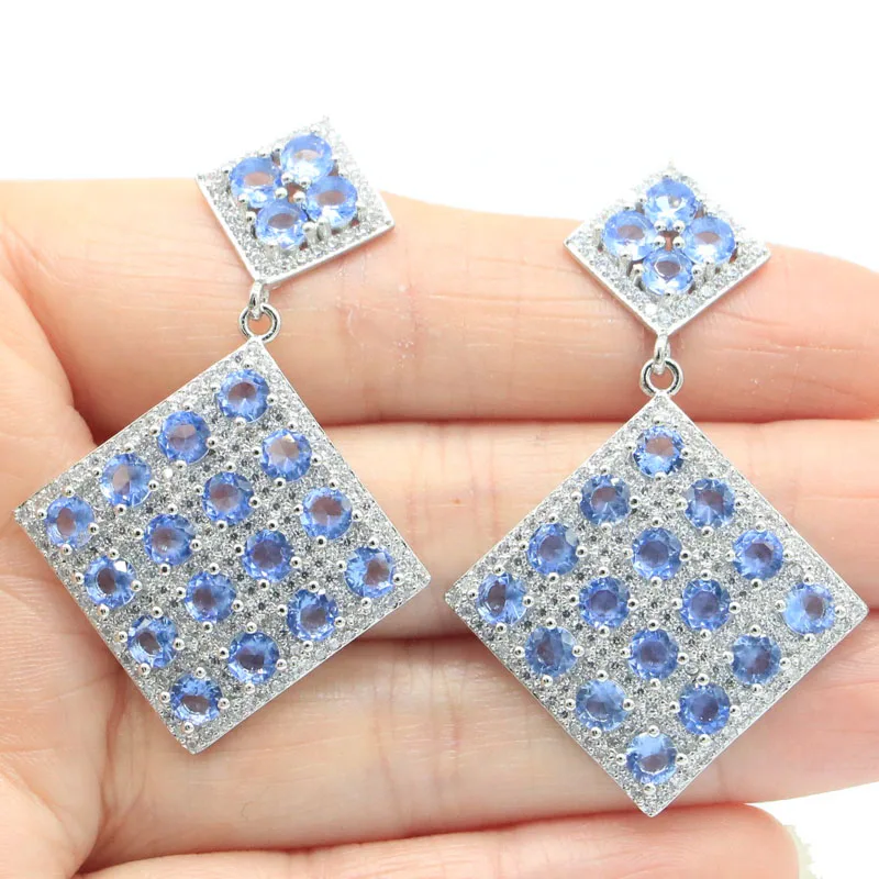 

51x32mm Pretty 13.5g Golden Citrine London Blue Topaz Peridot Violet Tanzanite Tourmaline Engagement Silver Plated Earrings