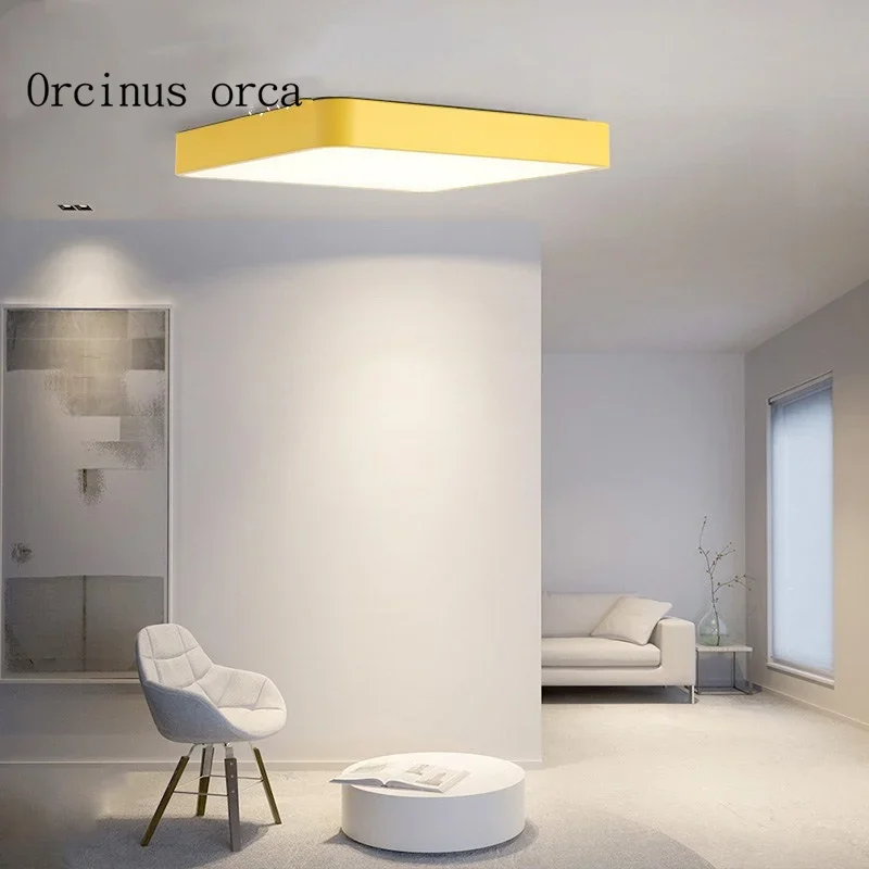 

Nordic modern color square ceiling lamp living room modern warm candy color LED ceiling lamp free shipping