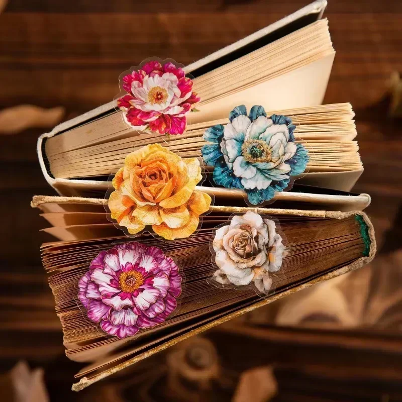 25pcs night rose Decorative sticker Adhesives ledger DIY PET stickers Scrapbook series watercolor flower Supplies 110*70mm