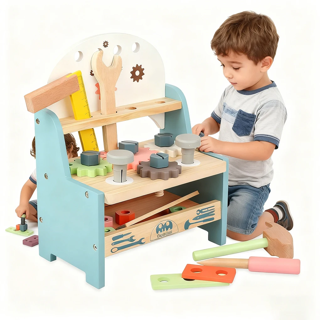 Children's Wooden Simulation Repair Tool Table Multi-functional Nut Disassembly Assembly Playhouse Educational Montessori Toys