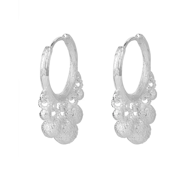 925 Sterling Silver Vintage Happy Planet Tassel Hoop Earrings For Women 2023 Korean Wedding Party Jewelry Gift Female Pendientes