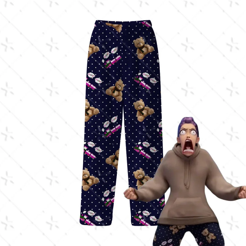 

New KPop Demon Hunters Pajamas KPop Demon Hunters Bear Print Casual Fashion Long Pants Autumn Winter Fashion Trousers Kid/Adult