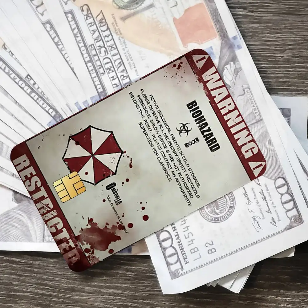 لعبة R-Resident E-Evil ملصق غطاء الجلد الائتماني بطاقة ملصقات 4 قطعة فيلم حافلة تمرير الجبهة الديكور البنك الخصم مقاوم للماء