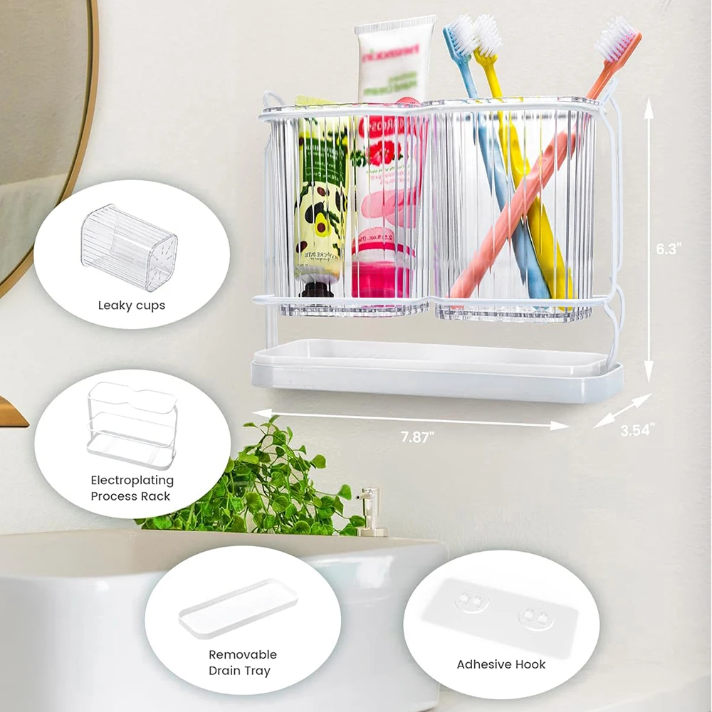 Wall Mounted Toothbrush Holder For Bathroom Toothpaste Storage Organizer Electric Toothbrush Drying Rack Bathroom Organizer