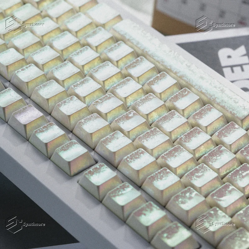 Original White Frost Keycap ABS Frost Symphony Metal Texture Side Engraved Transparent Mechanical Keyboard Cap 61 68 75 87