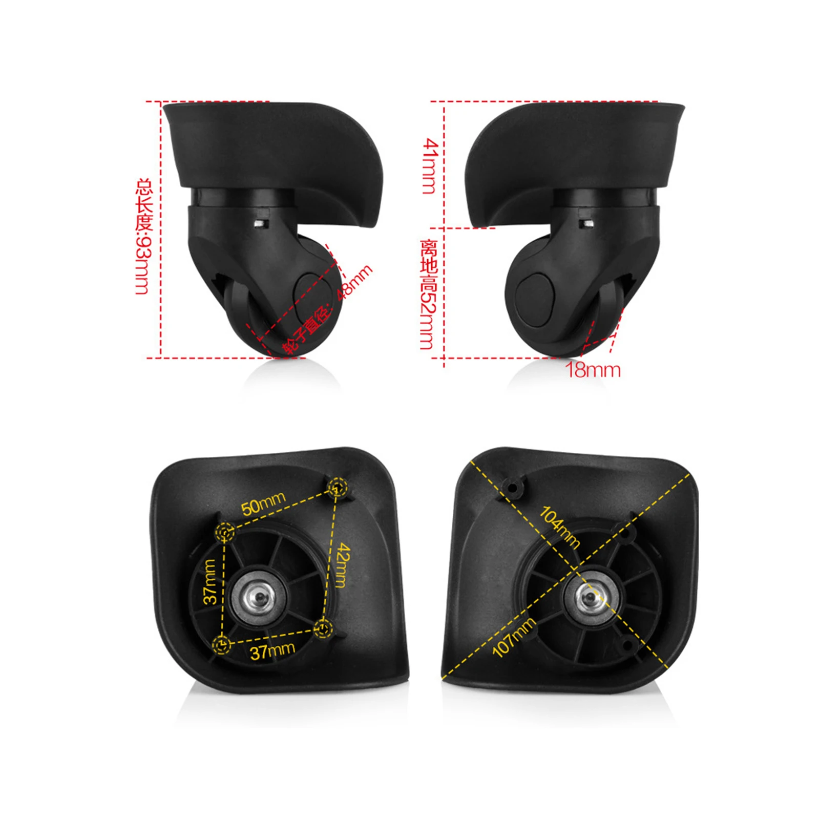 수하물 바퀴 2개/세트 PVC 수하물 바퀴 교체용 싱글 롤러 여행가방 교체용 바퀴 수하물 액세서리