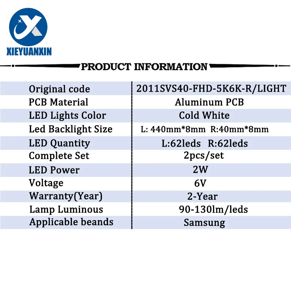 2 шт./компл., 440 мм, 40 дюймов, светодиодная лента для подсветки Samsung 40D 62Led UE40D5000PW UE40D5700 UA40D5000 UA40D5000PR BN64-01639A LTJ400HM03