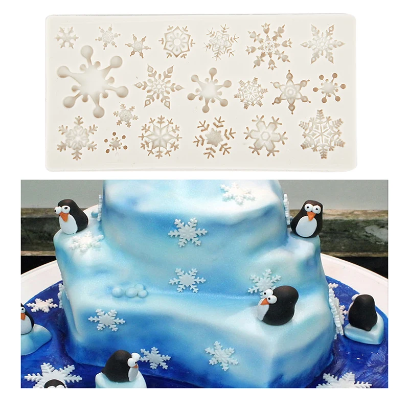 1Pc Christmas Snowflake Silicone Fondant Mold Cake Decorating Border Baking Mould 3D*..