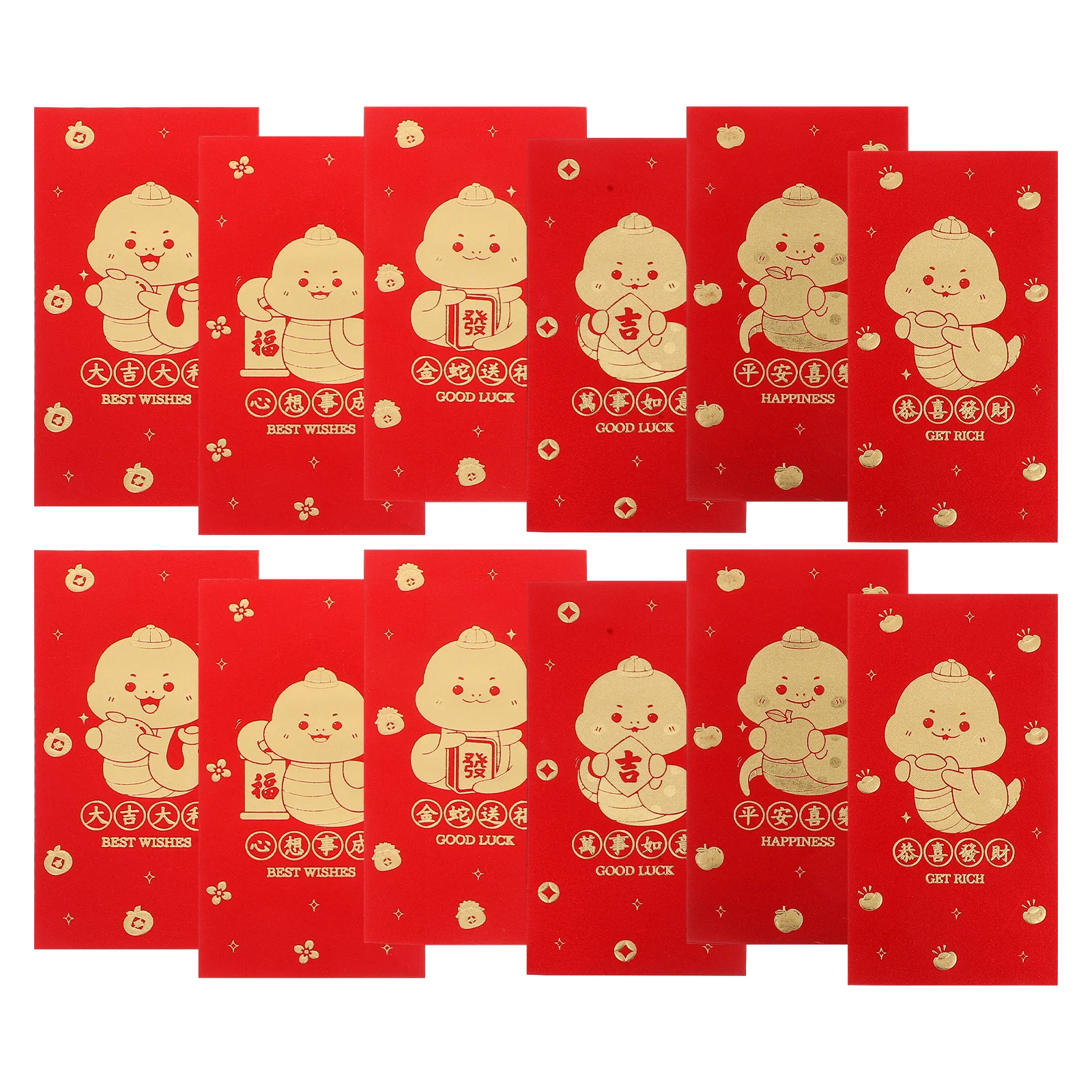 

12pcs Red Envelopes Glittery Texture Chinese New Year Hongbao Wedding Money Holder Versatile Use Lunar Envelopes