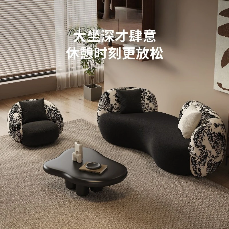 Retro clothing store lamb wool sofa, small and medium-sized living room fabric sofa