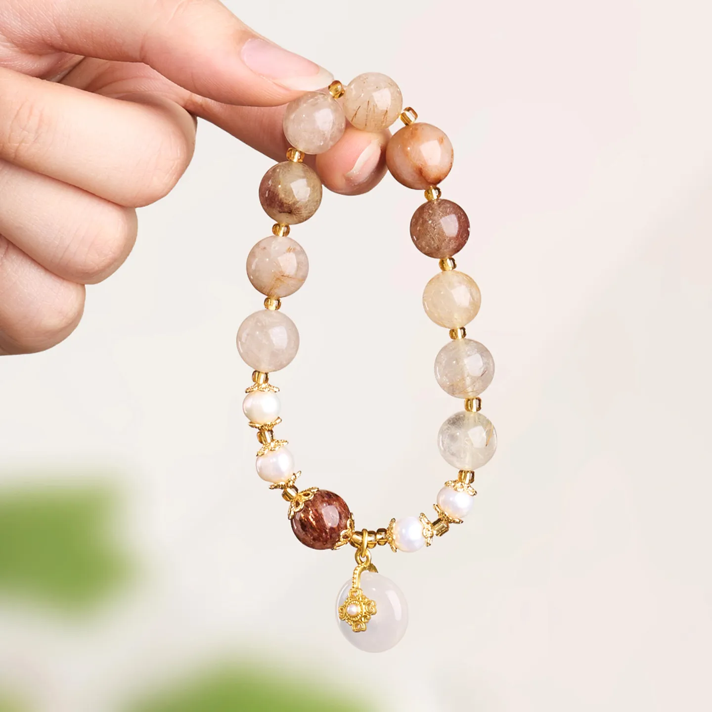 Natural Citrine Crystal Bracelet Light Luxury Delicate Fortune Luck Agate Peace Buckle Freshwater Pearl Bracelet Gifts