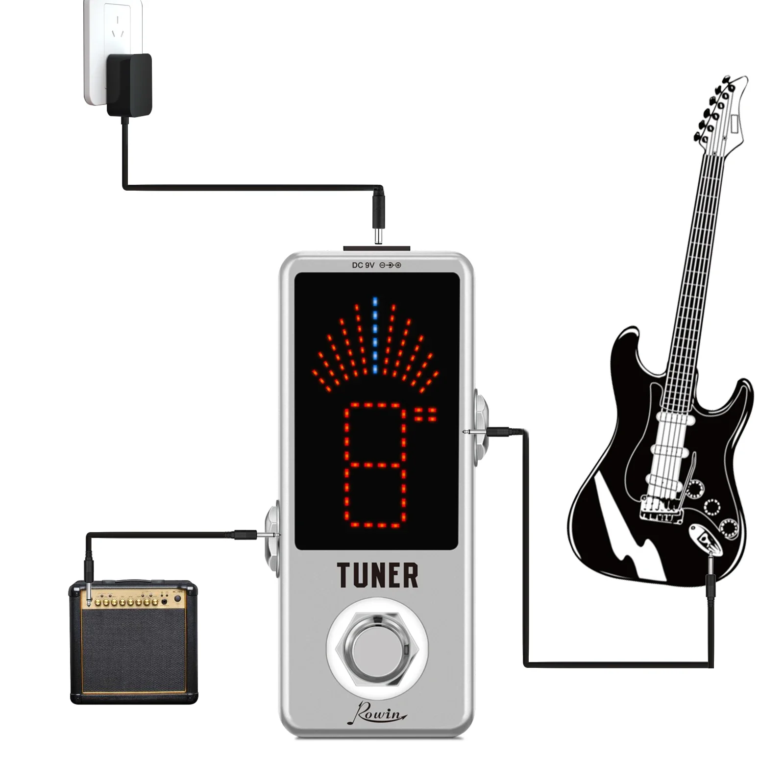 Tuner Pedal Chromatic Guitar Tuning Pedal High Precision with Pitch Indicator for Guitar Bass True Bypass LT-910