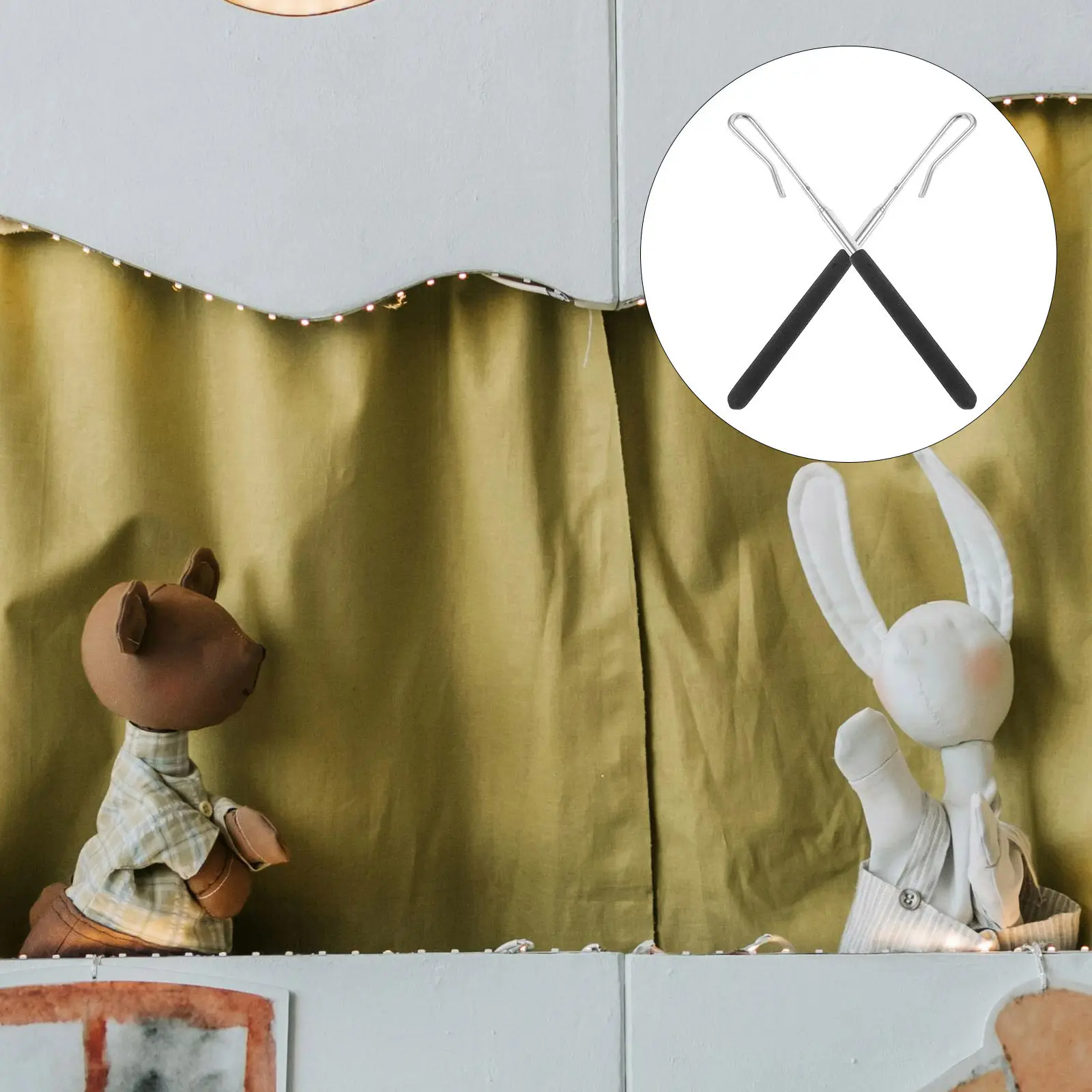 

2Pcs Puppet Arm Control Rods Stainless Steel Easy Manipulation Portable Lightweight Control Sticks for Puppets