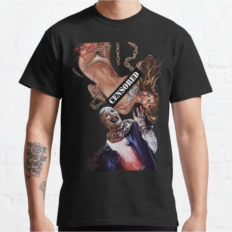 

0528 Retro Horror movie Art the clown killer Terrifierscary halloween Gift t shirt Scream film Graphic clothes All size tops