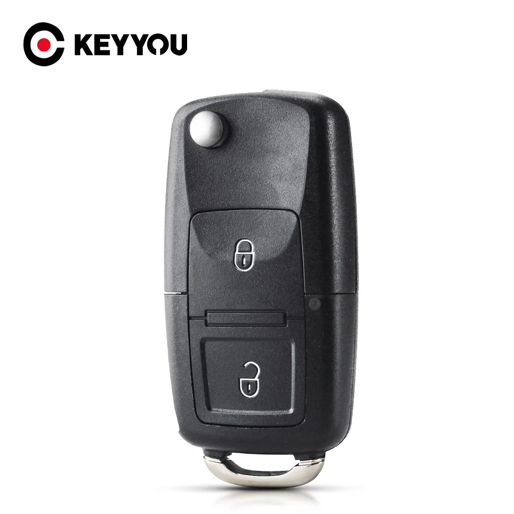 KEYYOU Flip Folding Remote Key Shell Case For Volkswagen Vw Jetta Golf Passat Beetle Skoda Seat Polo B5 2 Buttons