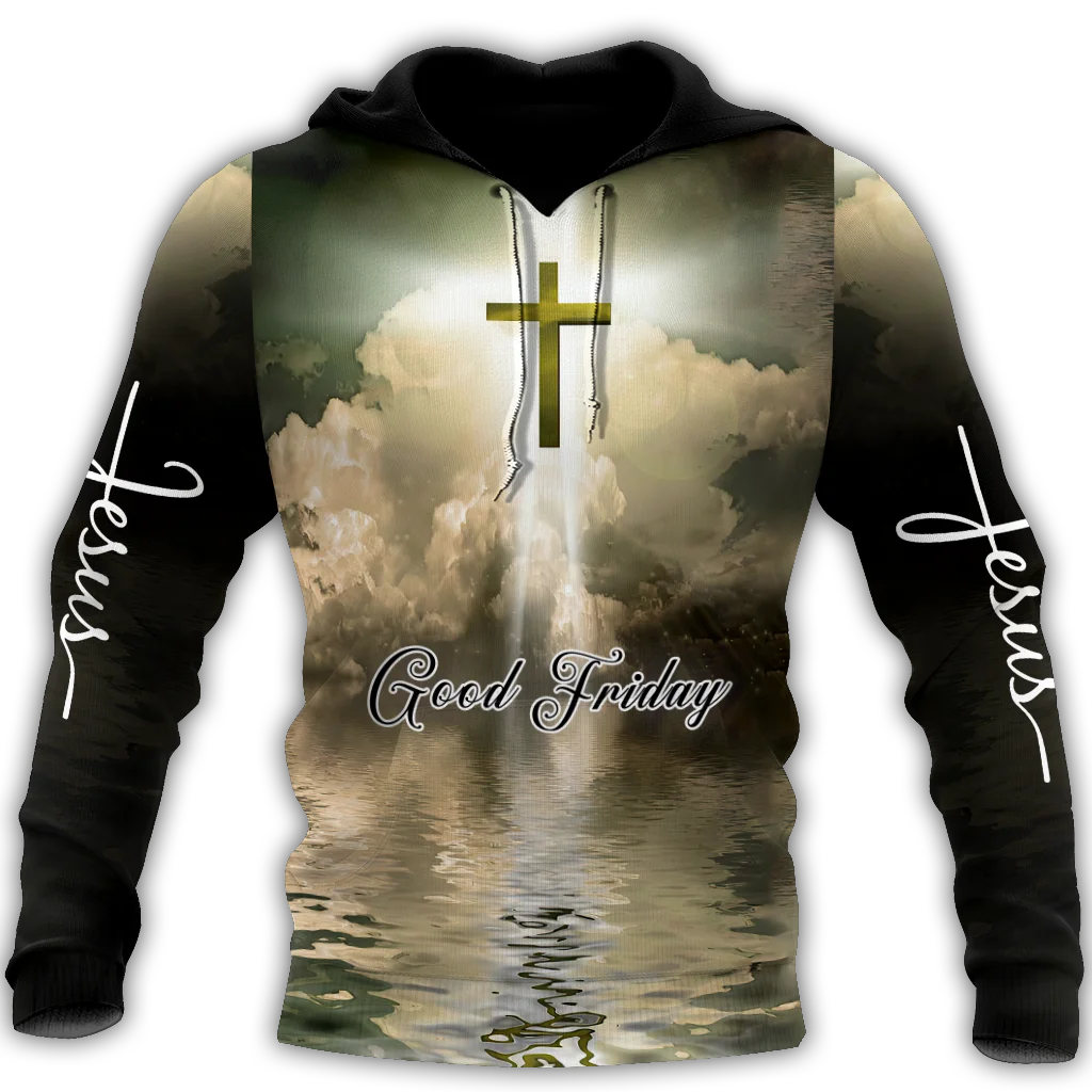 Jesus Cross God Men's Hoodie 3D Print Autumn And Winter Oversized Sweatshirt Simplicity Loose Pullover Casual Hooded Streetwear