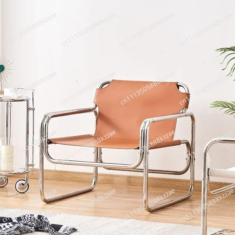 Nordic Living Room Chairs Stainless Steel Backrest Sofa Chair Single Person Dining Armchair Modern Home Decoration Furniture