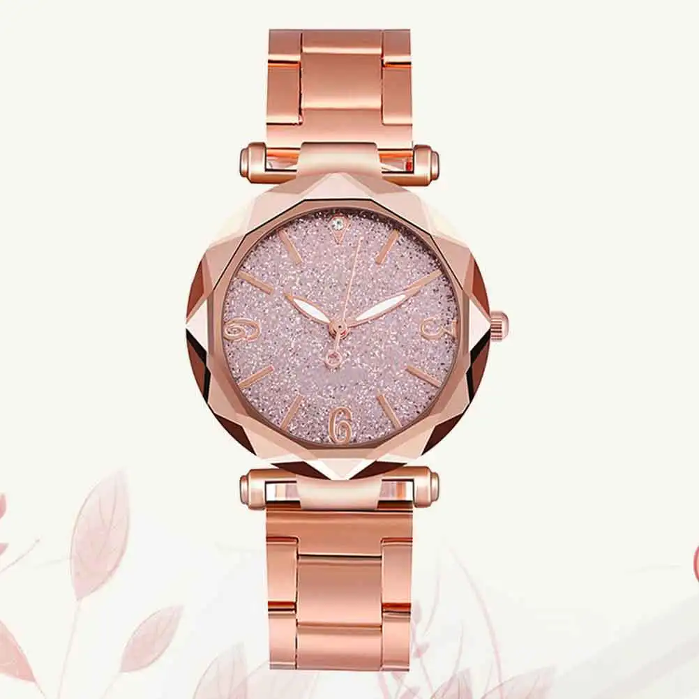 Quartz Watch Stainless Steel Pink Elegant Fashion Wrist Watch Silent Precise Moving Suitable for Any Occasion Wrist Decoration
