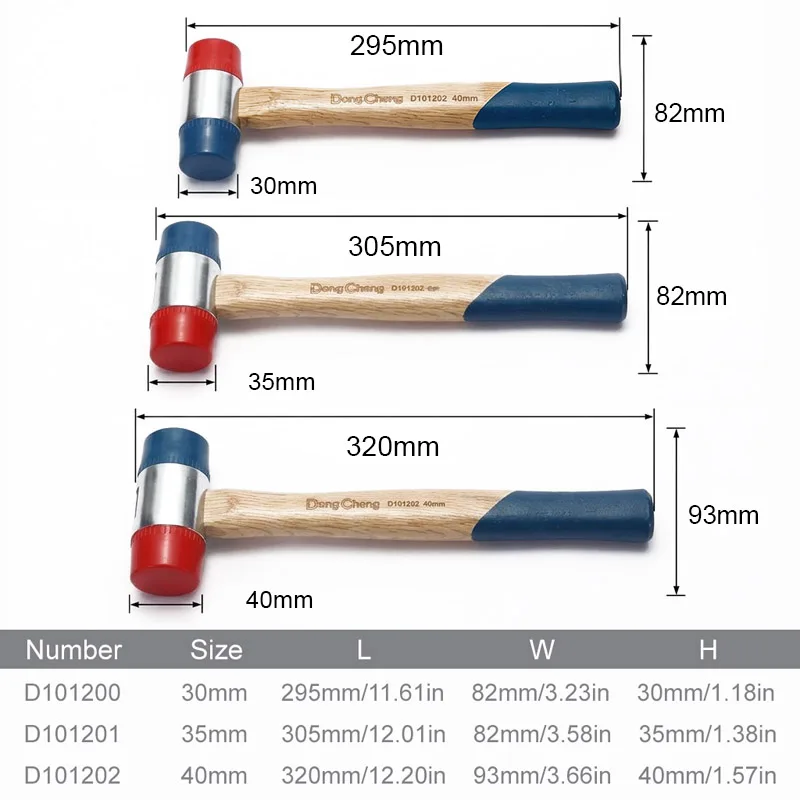 30-40mm Wood Handle Installation Hammer PVC Head Steel Core Unbreakable Soft Face Mallet for Tile Flooring Auto Body Repair Tool