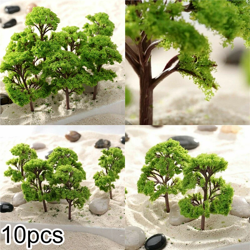 10 szt. 4CM ozdoby drzewa modele dekoracja Mini sceneria Diorama z tworzywa sztucznego miniaturowe drzewo do dekoracji wnętrz