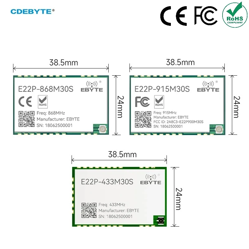 Moduł bezprzewodowy SX1262/SX1268 LoRa Spread Spectrum 433/868/915MHz CDEBYTE Seria E22P Wbudowany PA+LNA+SWA ESD 30dBm 12KM SPI — zdjęcie produktu 7