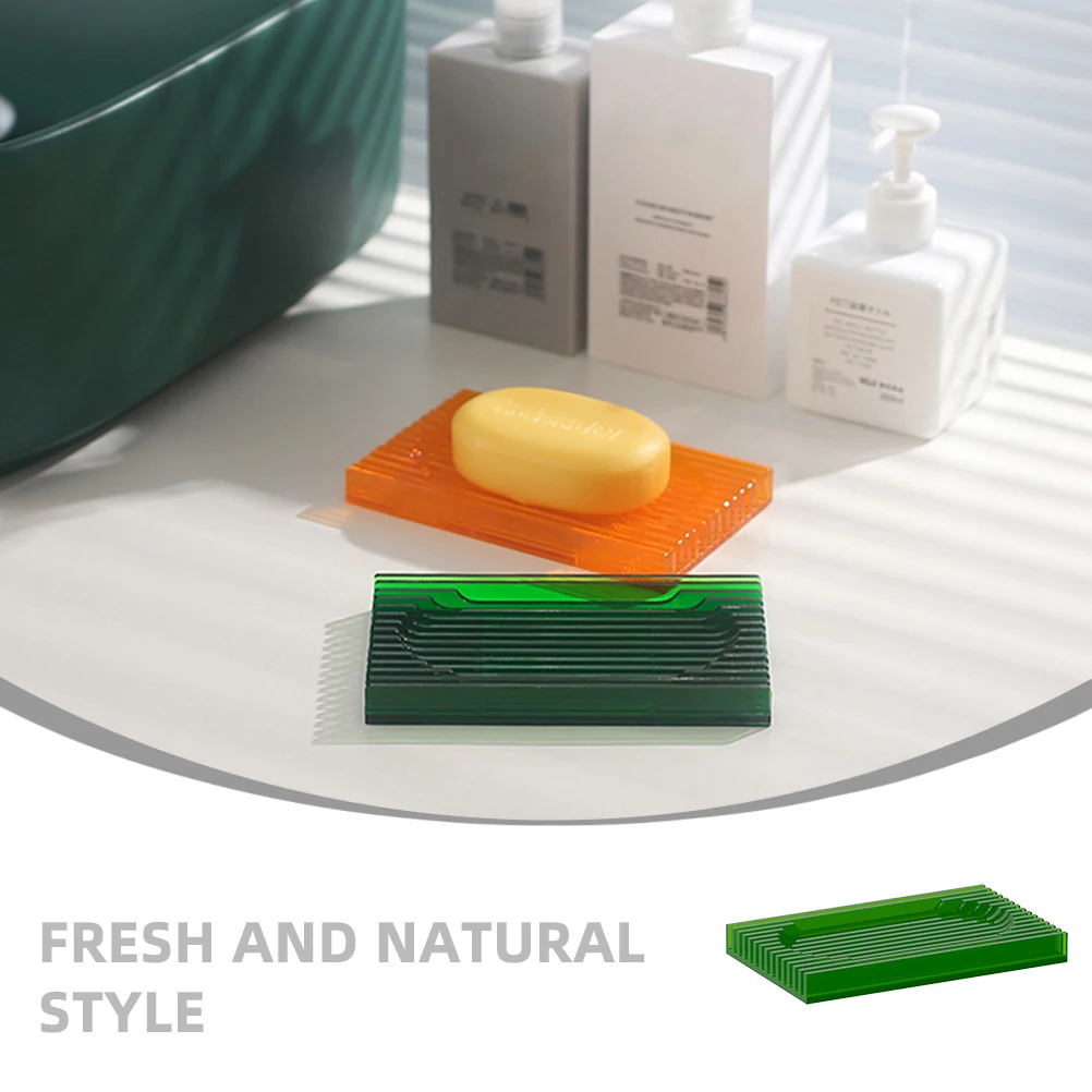 

Drain Soap Dish Green Acrylic Sturdy Holder Storage Case Bathroom Kitchen Supplies Portable Soap Box Home Essentials Non install