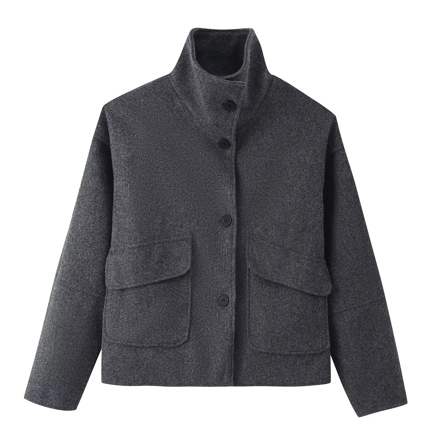 معطف صوف بأكمام طويلة وياقة نصف عالية وصدر واحد أنيق وعصري ونمط جديد، ملابس مكتبية مريحة، كاجوال نحن #1