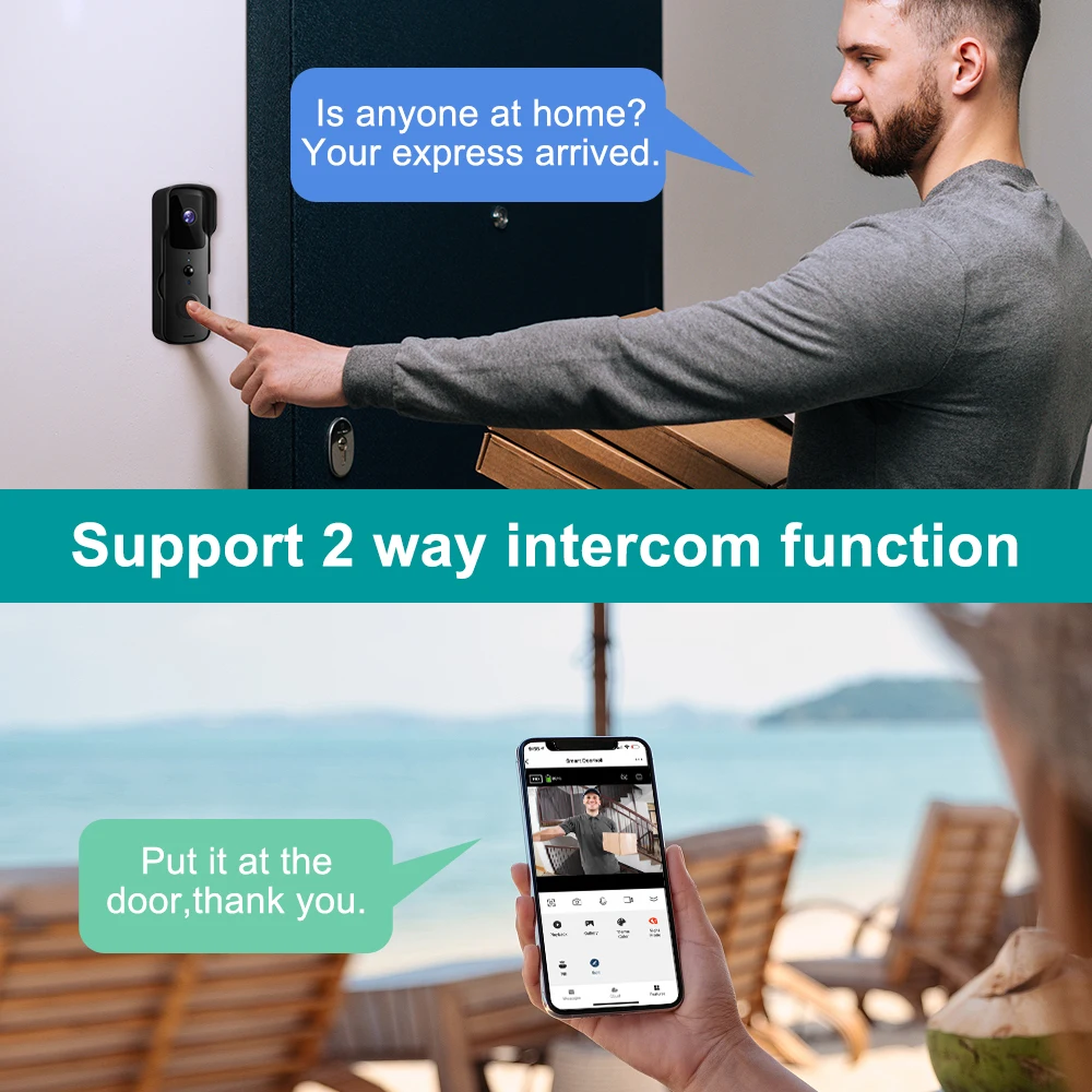 Elecpow Tuya WIFI Video timbre hogar inteligente 1080P exterior impermeable timbre de puerta inalámbrico PIR visión nocturna cámara de seguridad