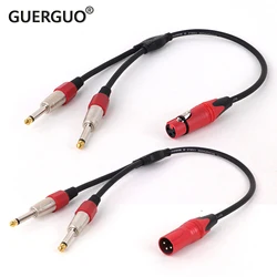 1PC podwójny 1/4 TS Mono do kabel XLR, podwójny Splitter 6.35MM do XLR M/F Y do miksera, bęben elektryczny, klawiatury Stereo kabel główny