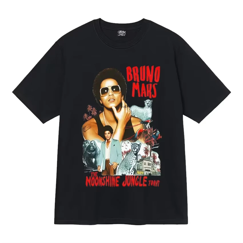 المغني برونو المريخ 24k جولة سحرية موضة طباعة تي شيرت محب رجل إمرأة الهيب هوب تي شيرت عادية الصيف الفكاهة القطن تي شيرت #4