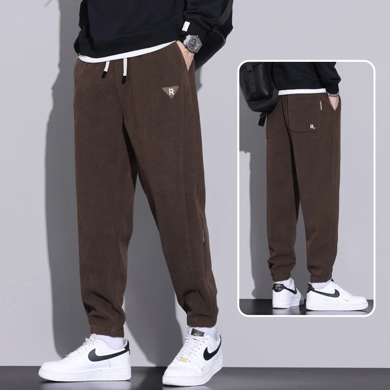 

Thiened Fce мужские повседневные длинные брюки свободного покроя осень-зима модные простые спортивные штаны большого размера спецодежда