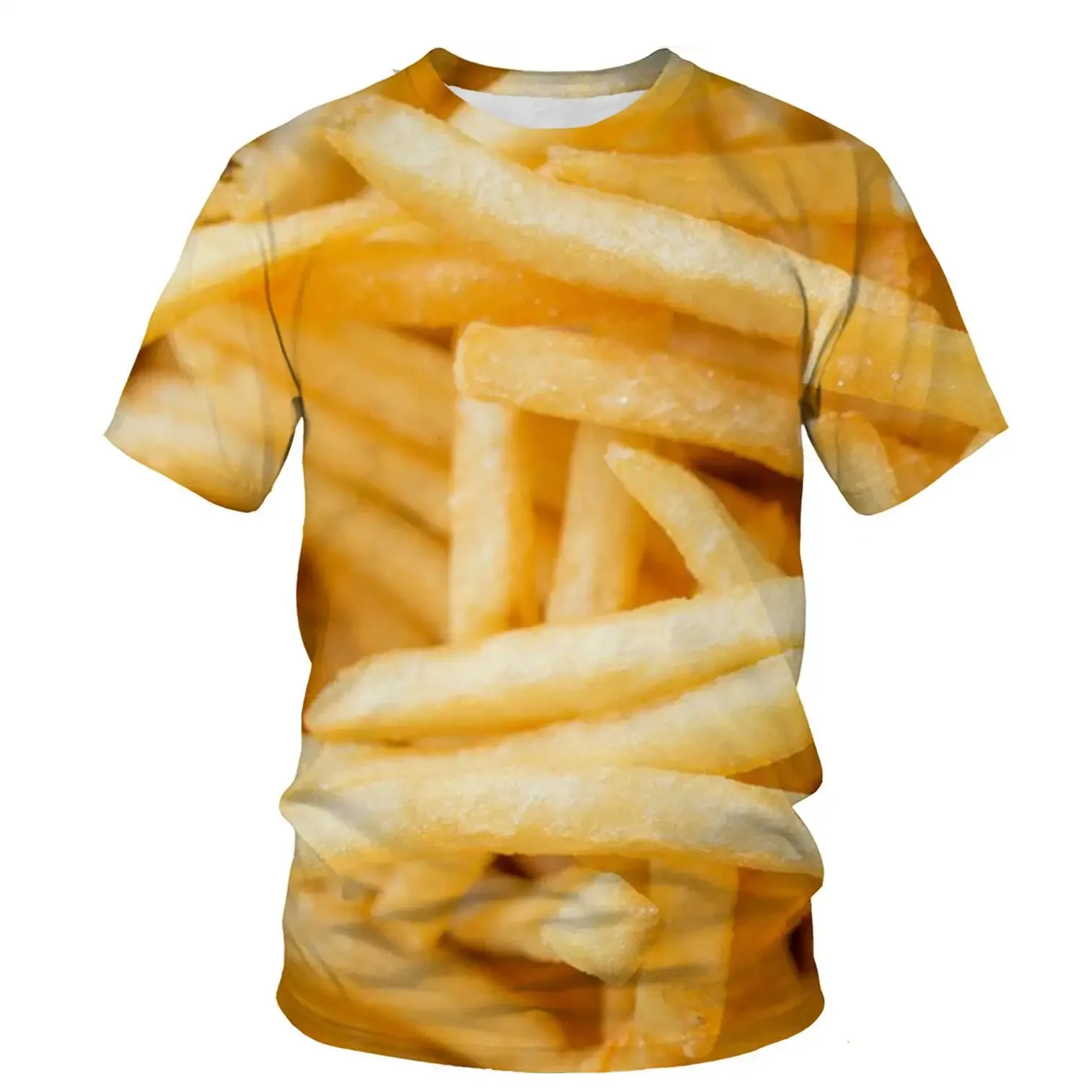 New Summer Fashion Men's Kids T Shirts 3d Printed Burger Fries Donuts Eggs Fun Food Breathable Lightweight Tops