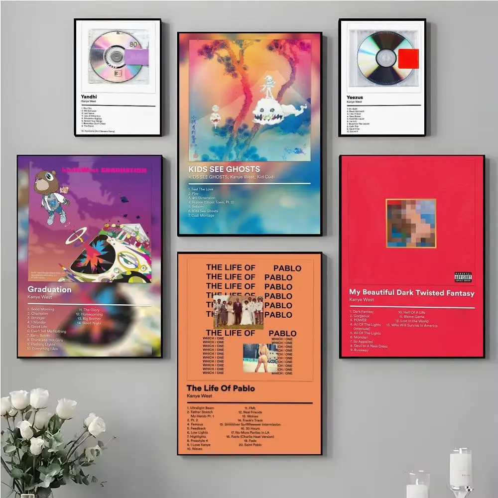 Hip Hop Icon K-Kanye West Poster Music Album Wall Art Print Room Decoration for Bedroom Living Room Office Home Decor Gift