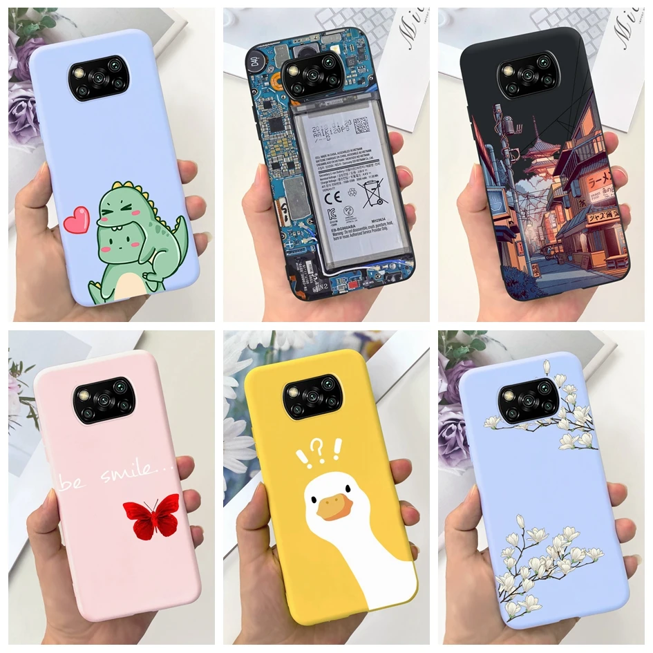 Case For Xiaomi Poco X3 Pro NFC Phone Cover Lovely Dinoaur Butterfly Silicone Soft Cases For Xiaomi Poco X3 GT X3Pro X3NFC Coque