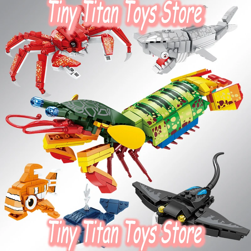 

Hot Dolphin Octopus Shark Diy Building Block Kids Educational Assembly Small Particle Marine Animal Model Boys Toy Puzzle Gift